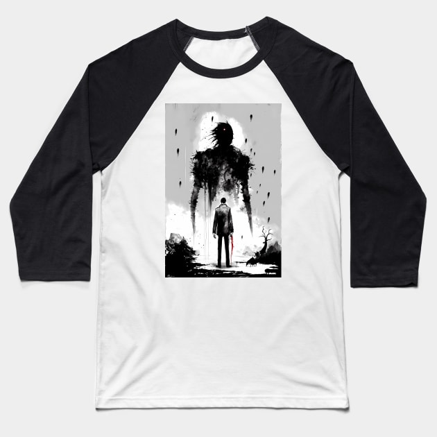 In The Giant's Shadow Baseball T-Shirt by TortillaChief